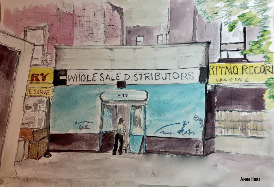 10th Ave Record Distributors Drawing by Anne Haas